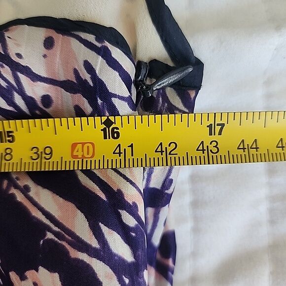 Tristan 100% Silk Dress Sheath Ruched Waist Sleeveless Paint Splatter Size M - Picture 4 of 6